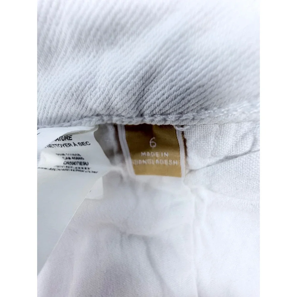 Michael Kors White Front Seam Straight Leg Denim Jeans Pants Womens Size 6 Gold